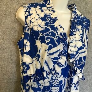 Kimos Polynesian Blue White Maxi Dress Size 6 Kimos Polynesian Blue White Maxi Dress Size 6